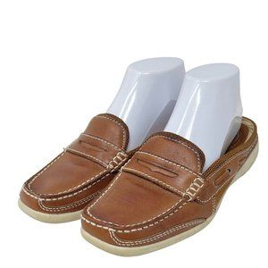 Bass Boater‎ Leather Womens Mule Gilligan Brown Leather Slip On Size 8M